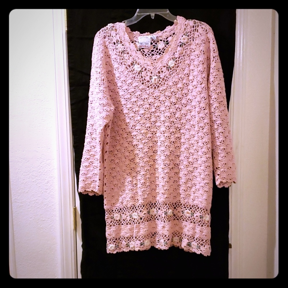 Floral Pink Sweater Dress